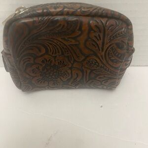 Cuple Spanish Luxury Brand Floral Embossed Faux Leather Pouch